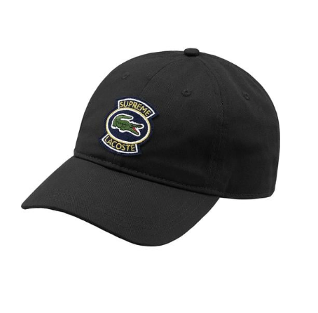 Supreme Lacoste Twill 6-Panel Black (2018)