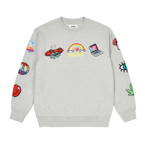 Palace Mixed Media Bitmap Crew Grey (Summer 2022)
