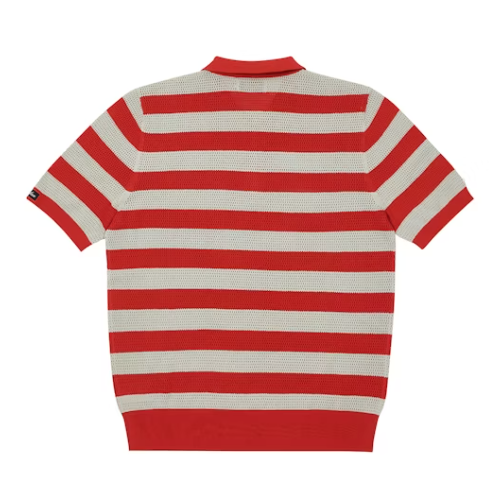 Palace Stripe Mesh Polo Red/Grey (Spring 2022)