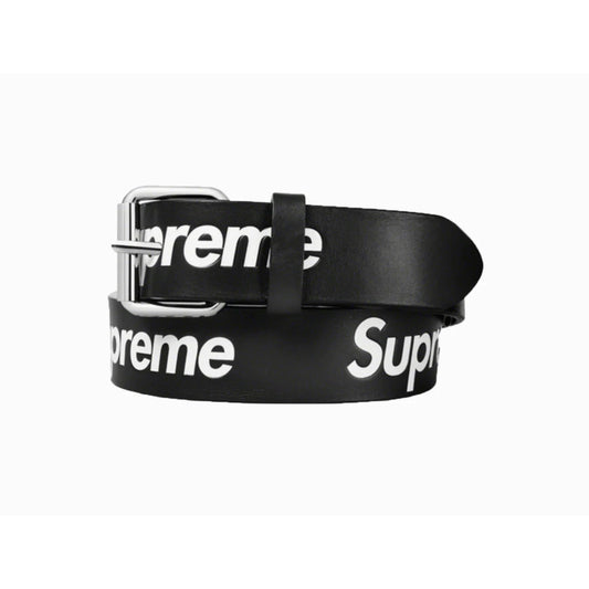 Supreme Repeat Leather Belt Black